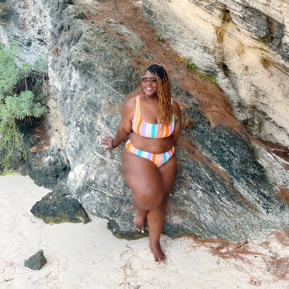 Plus Size striped colorful Swimsuit 4X